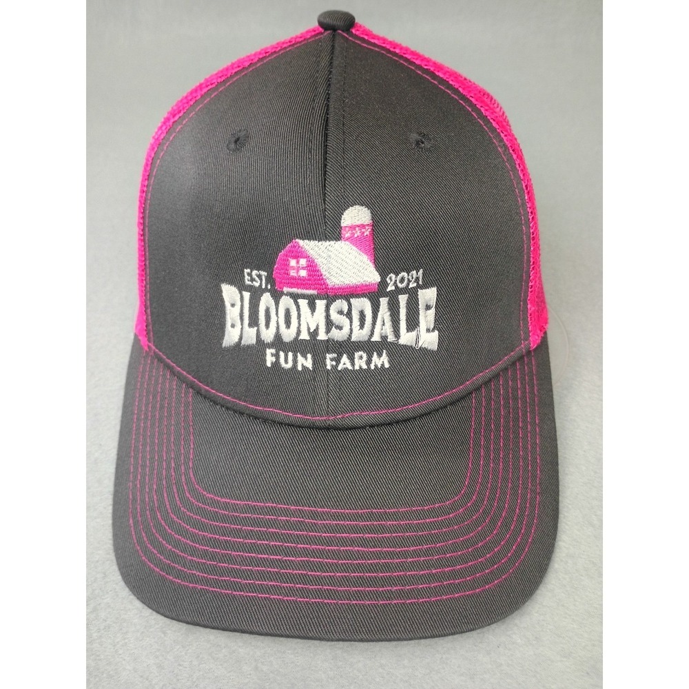 Fahrenheit Bloomsdale Fun Farm Trucker Hat Gray Pink Mesh Snapback Cap OSFM